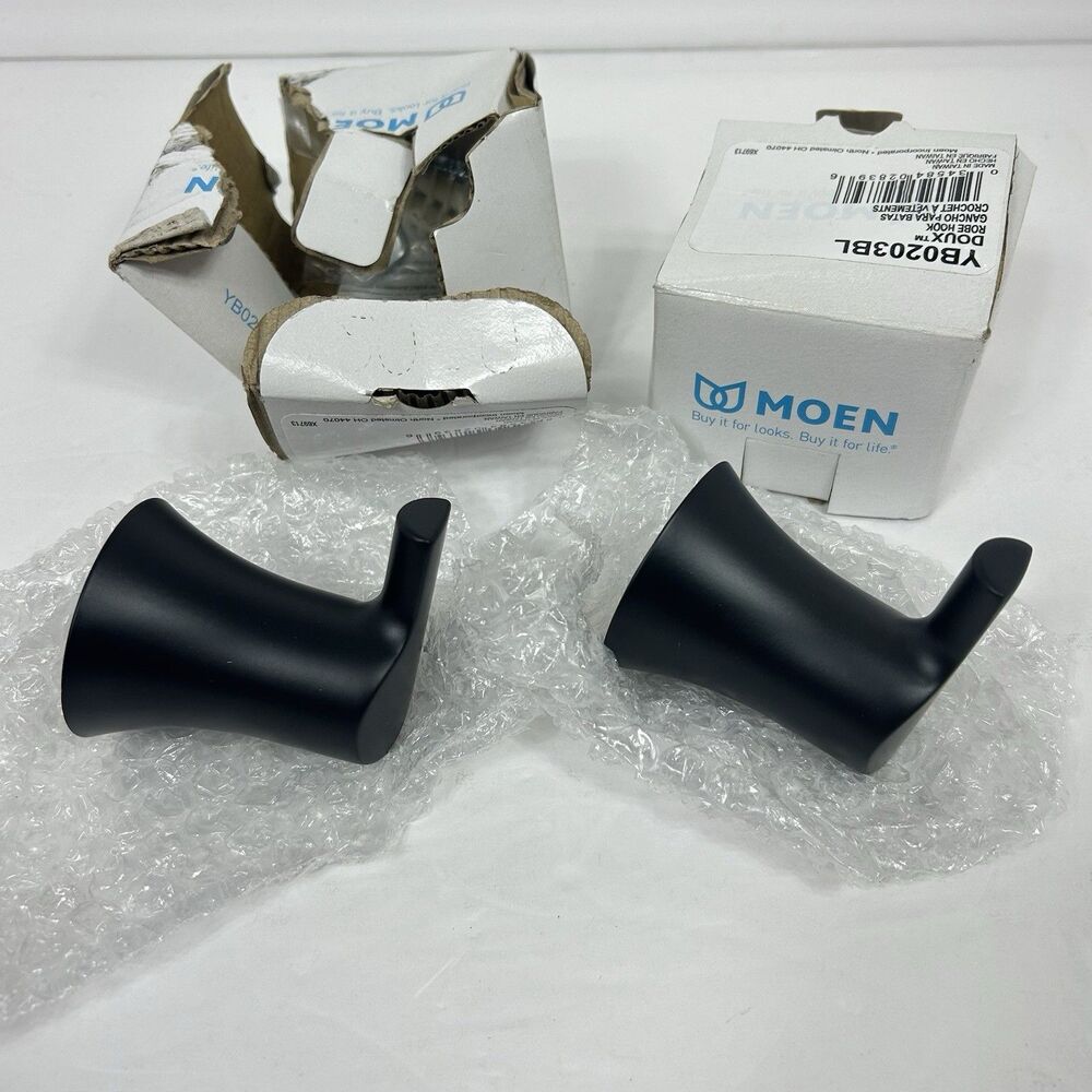 Moen YB0203BL Doux Robe Hook Matte Black ~2 Packs~